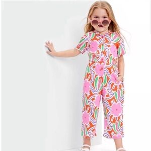 Diane Von Furstenberg For Target Pink Floral Wide-Leg Kids Jumpsuit Size 4T
